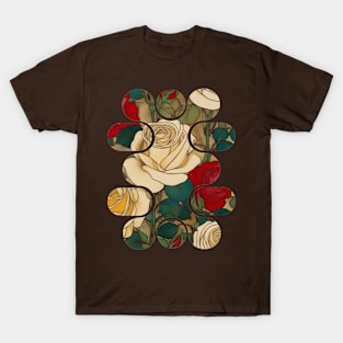 Mid Century Modern Art Deco Roses Design T-Shirt